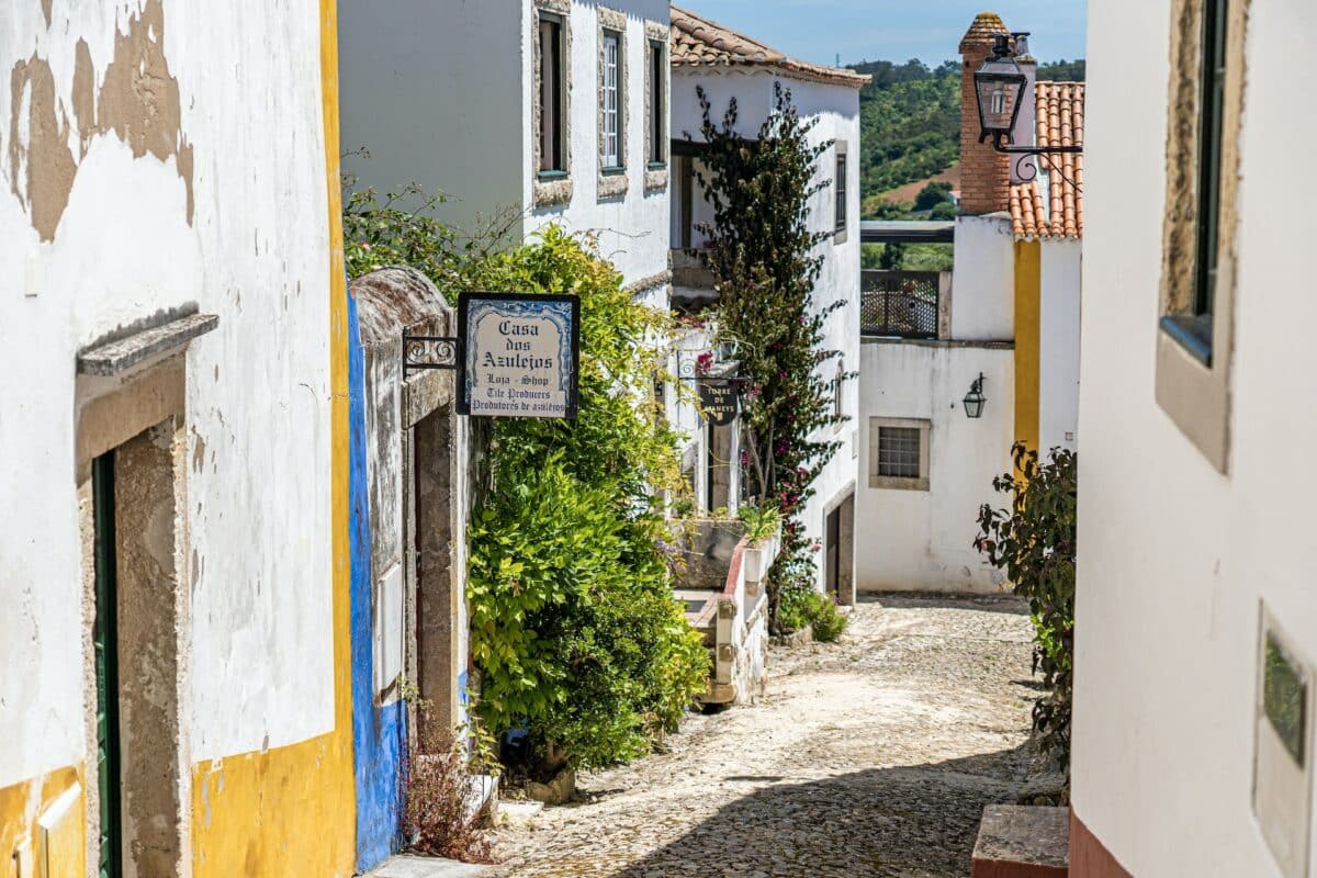 Ruas de Óbidos em Portugal